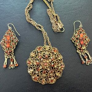 Elegant Gold and Orange Jewelry Set